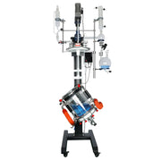 Close-up view showing the precise design and material of StonyLab 5L Jacketed Glass Reactor System with Lifting and Rotary Mixing Function