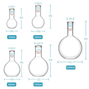 Close-up view showing the precise design and material of StonyLab Long Neck Flat Bottom Flask