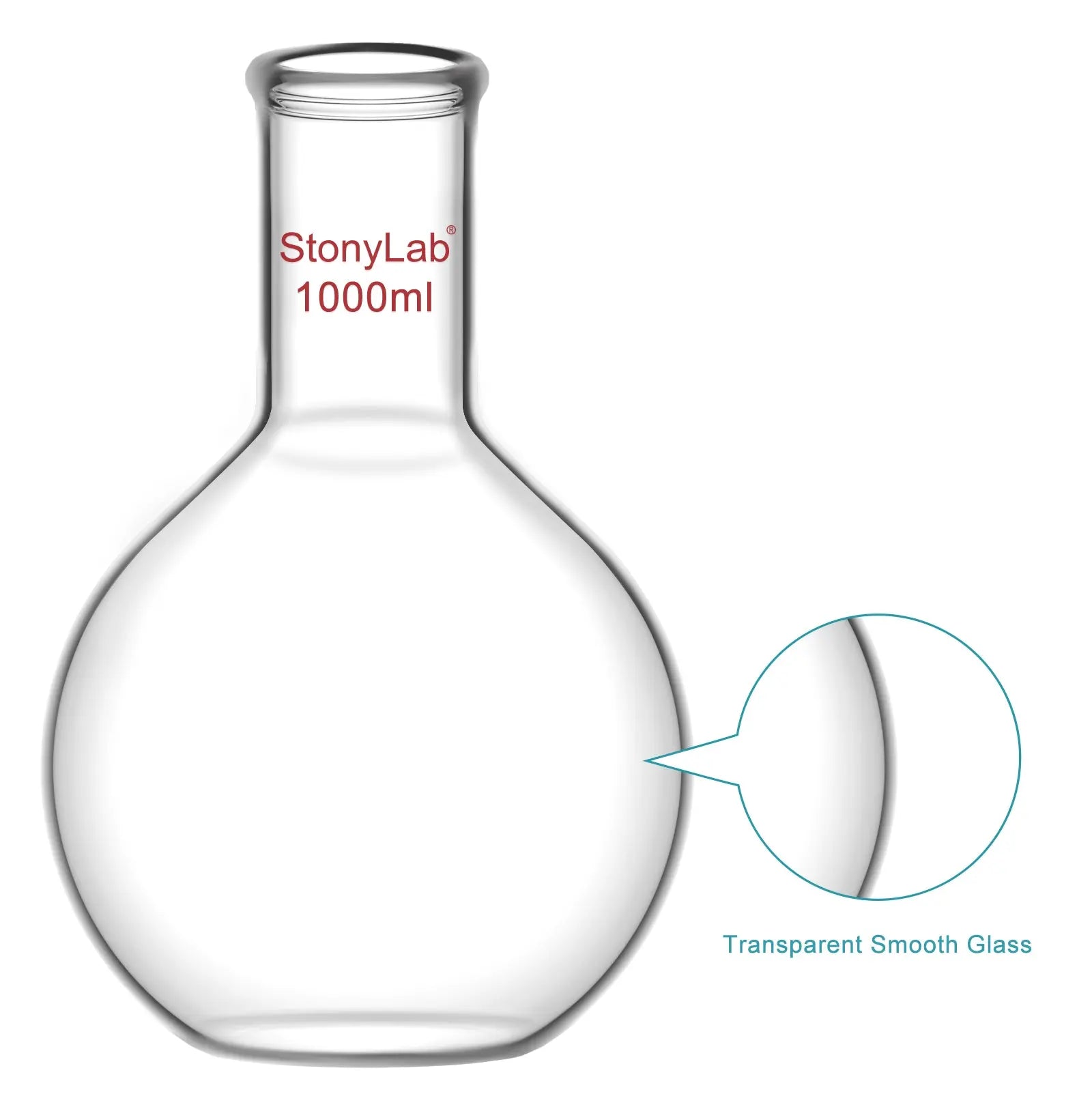 StonyLab Long Neck Flat Bottom Flask heavy duty chemical processing configuration
