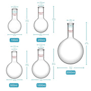Close-up view showing the precise design and material of StonyLab Long Neck Round Bottom Flask