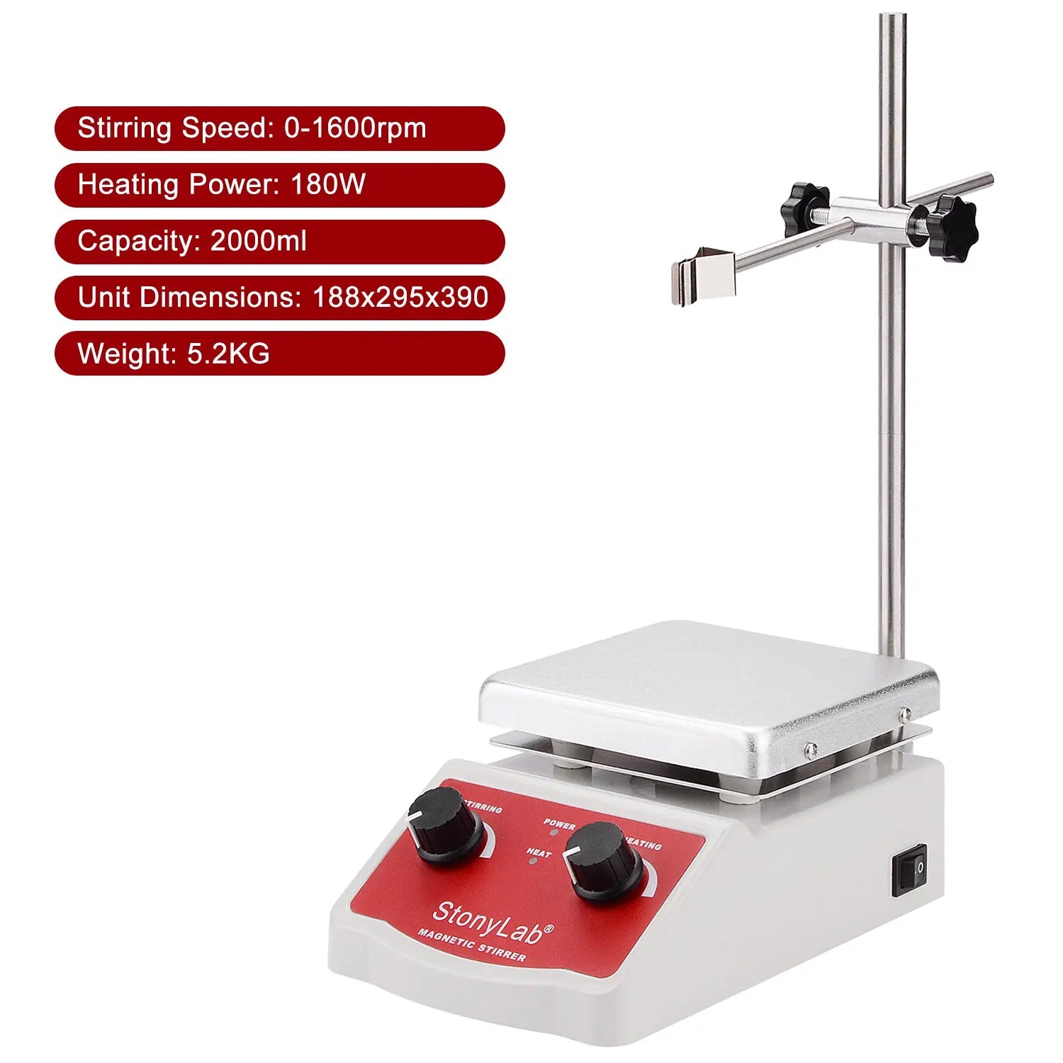 Magnetic Stirrer with Dual Control, Max 380℃ Magnetic Stirrer