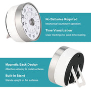 Mechanical Timer, 60-Minute Countdown Timer with Magnetic Backing