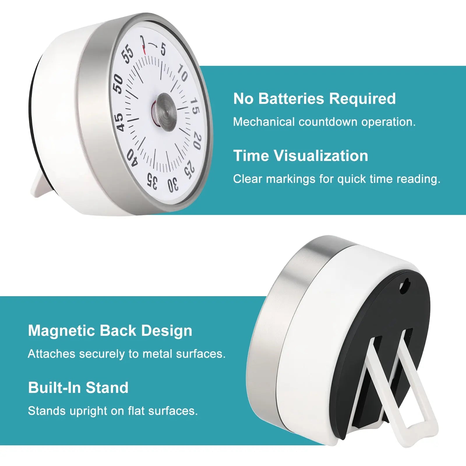 Mechanical Timer, 60-Minute Countdown Timer with Magnetic Backing