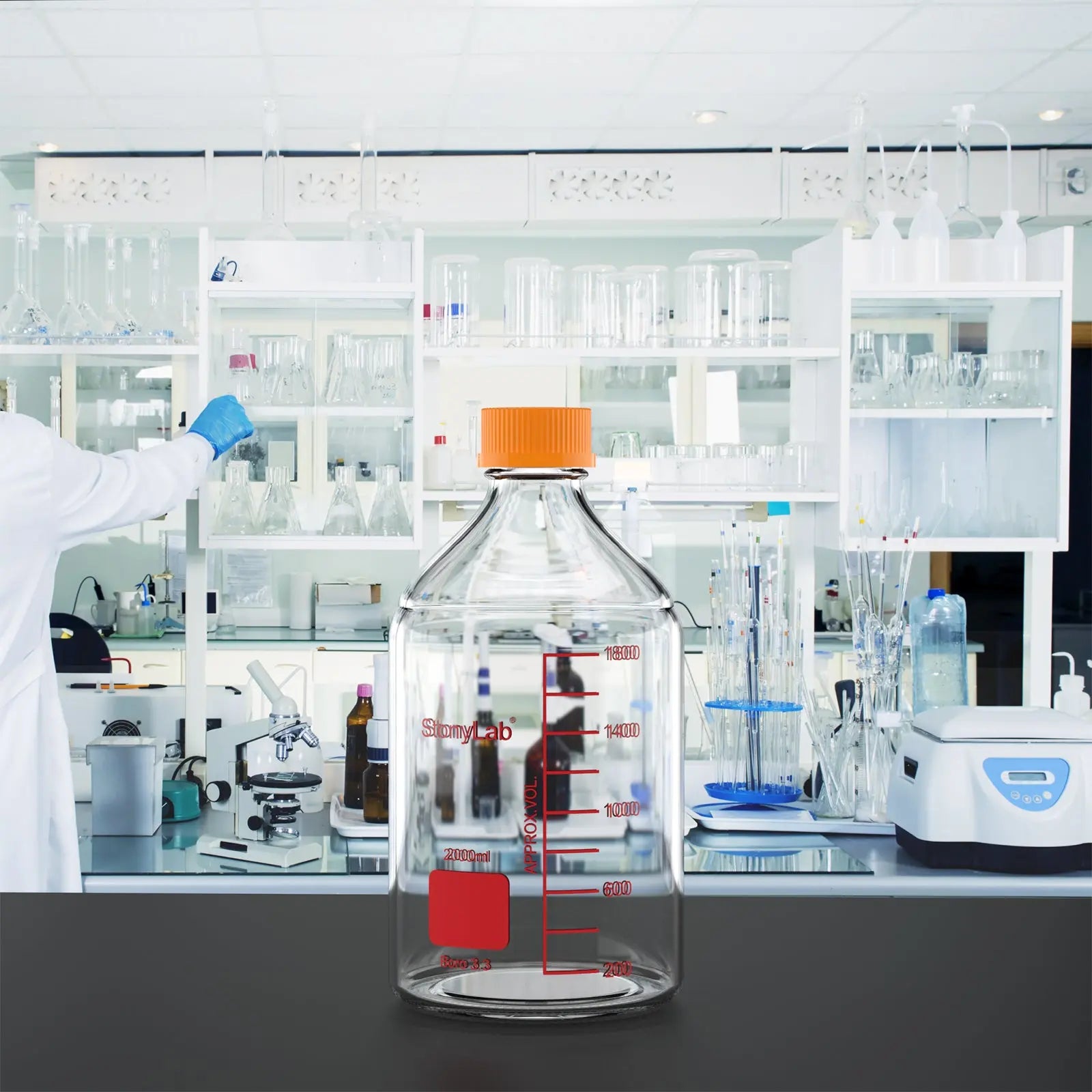 Detailed structural assembly component for StonyLab Media Storage Bottle