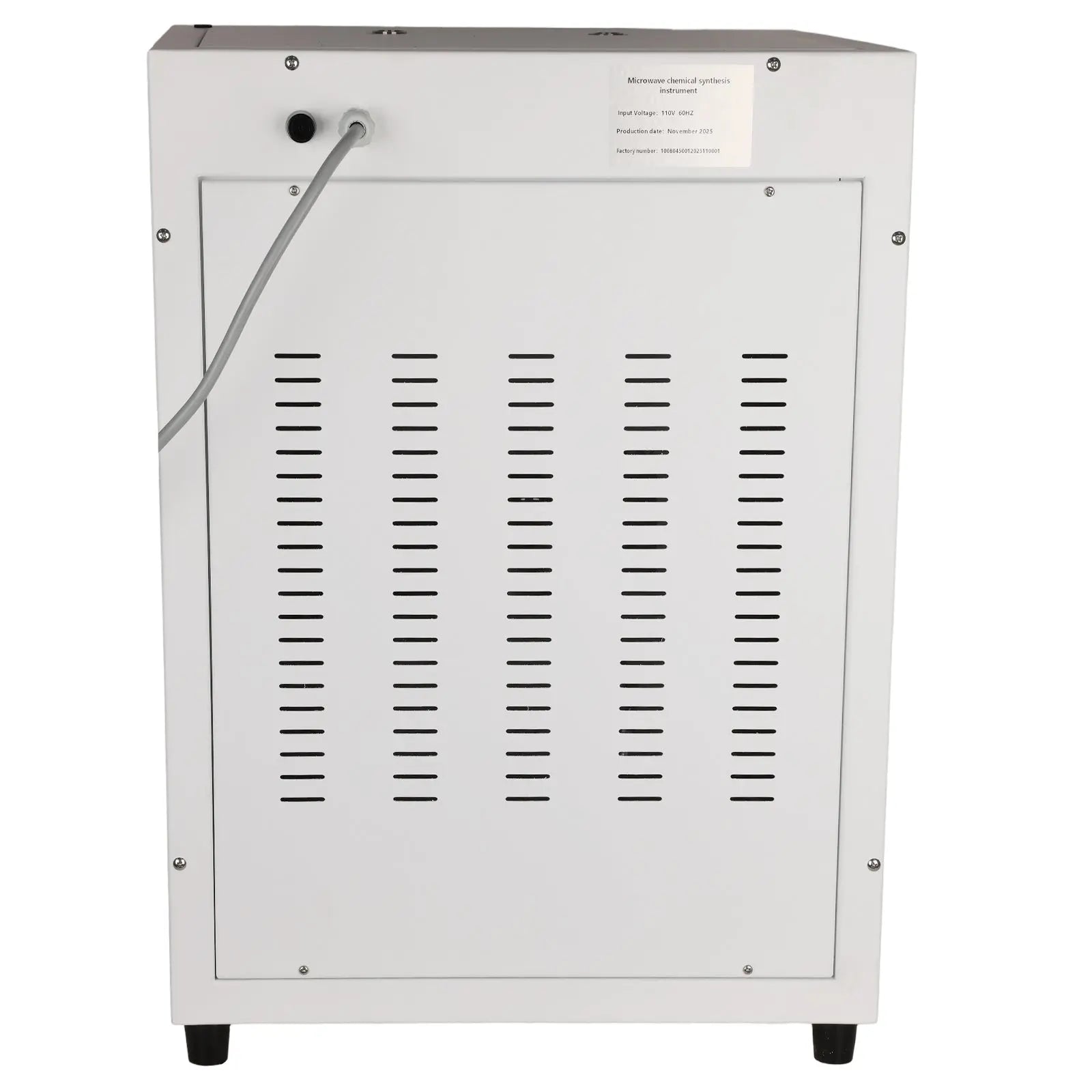Side view and dimensional layout of the durable StonyLab Microwave Chemical Synthesizer with Magnetic Stirring and UV