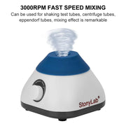 Side view and dimensional layout of the durable StonyLab Mini Vortex Mixer