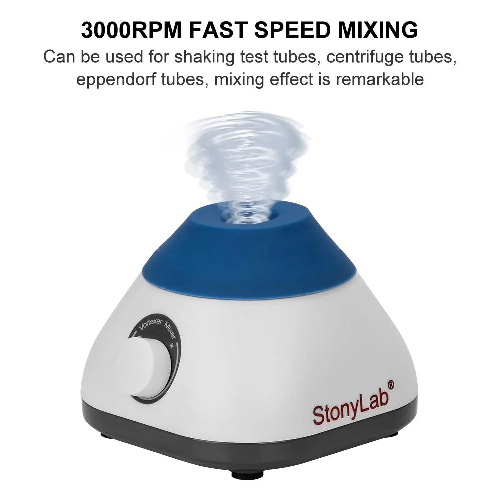 Side view and dimensional layout of the durable StonyLab Mini Vortex Mixer