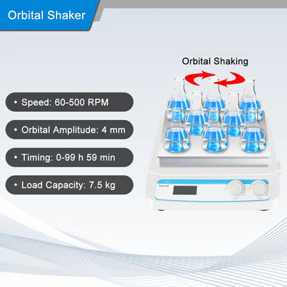 Multi-Functional Orbital shaker, 50-600 RPM Rotary Oscillation, 0-99h 59min Timer, Digital Multi-Segment Control Shaker