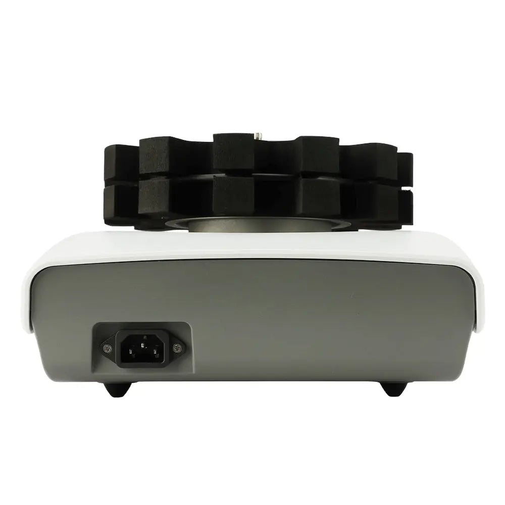 Side view and dimensional layout of the durable StonyLab MultiTube Vortex Mixer