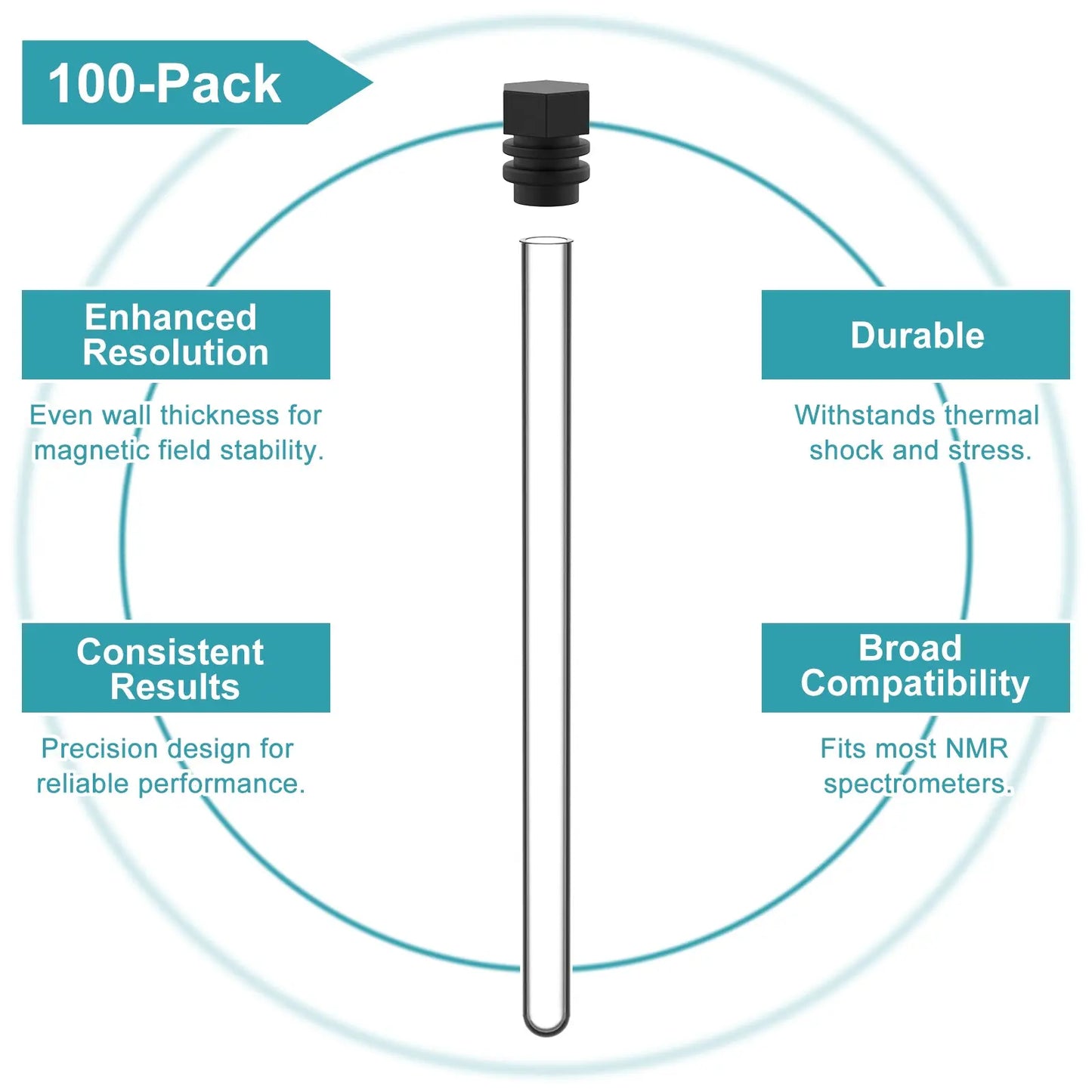 NMR Tubes with Caps, 4.9 mm OD x 177 mm Length, 100-Pack