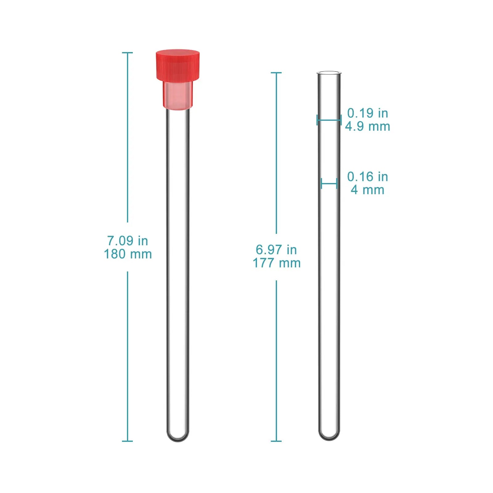 NMR tubes with caps 4.9 mm OD × 177 mm borosilicate glass sample tubes 100-pack for NMR spectroscopy StonyLab