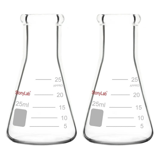 Narrow Mouth Erlenmeyer Flasks, 25-2000 ml, 2 Pack Flasks - Erlenmeyer 25-ml