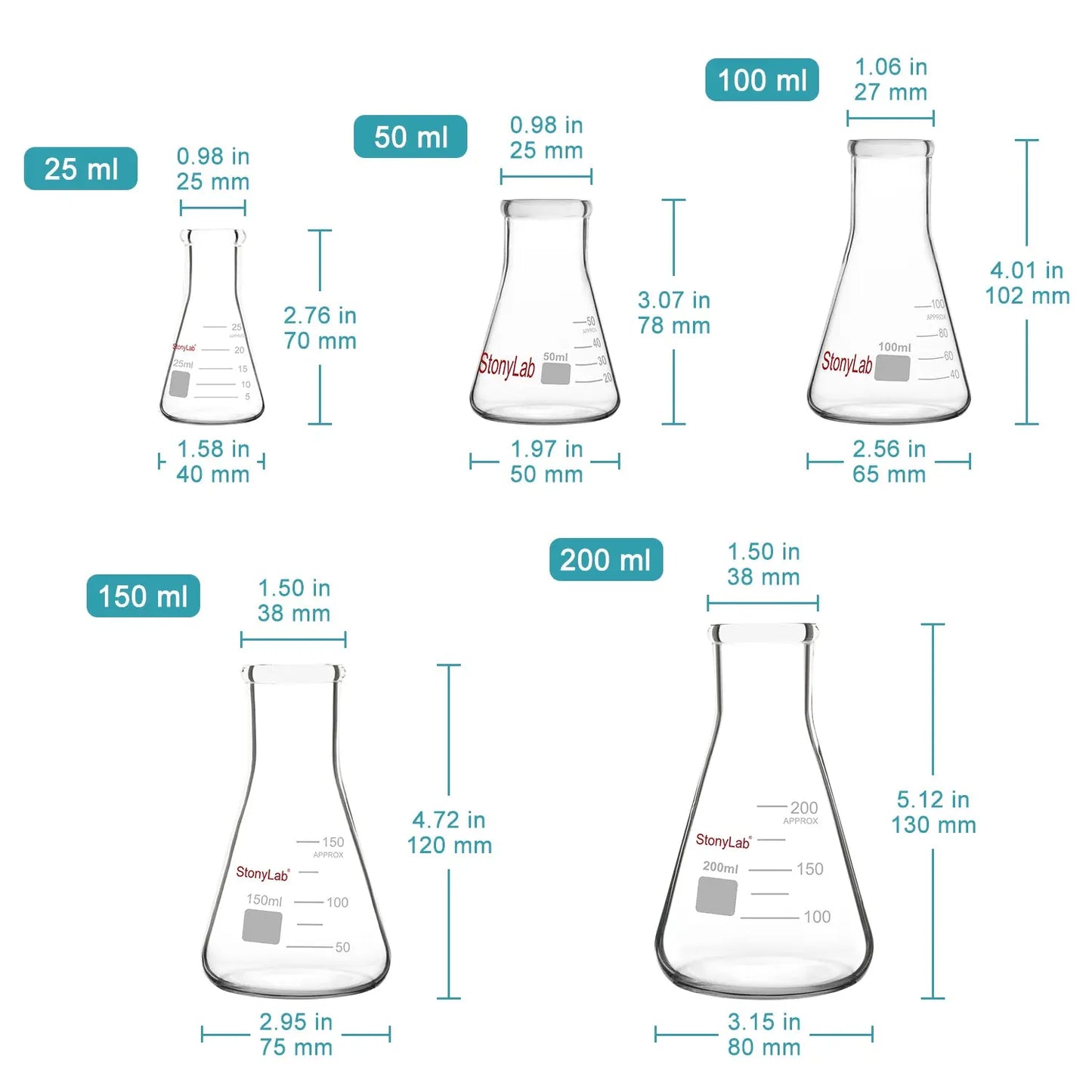 Narrow Mouth Erlenmeyer Flasks, 25-5000 ml Flasks - Erlenmeyer