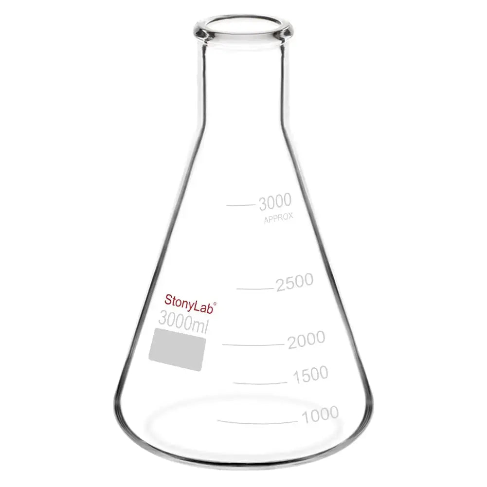 Narrow Mouth Erlenmeyer Flasks, 25-5000 ml Flasks-Erlenmeyer 3000-ml-1-Pack