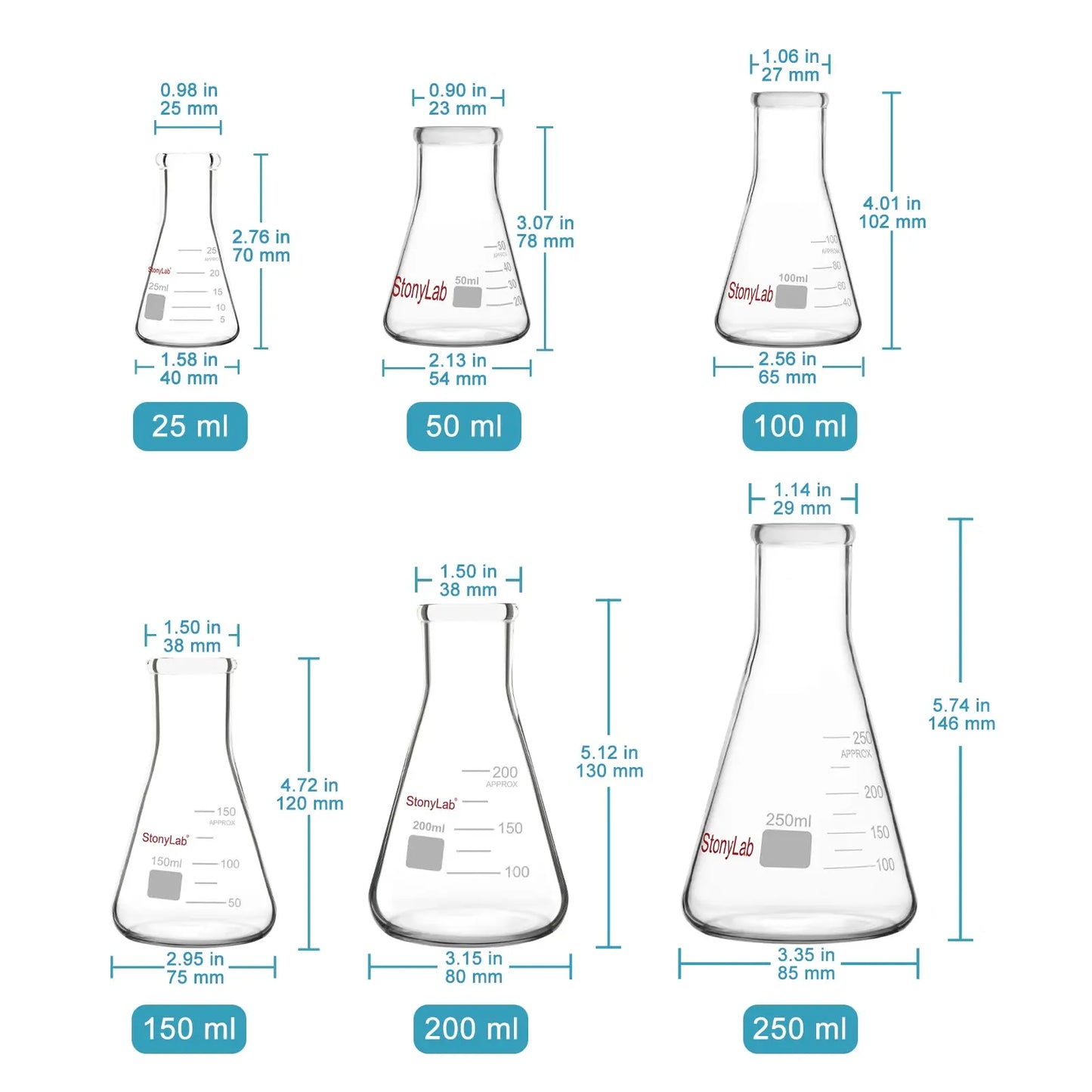 Narrow Mouth Erlenmeyer Flasks, 25-5000 ml Flasks-Erlenmeyer