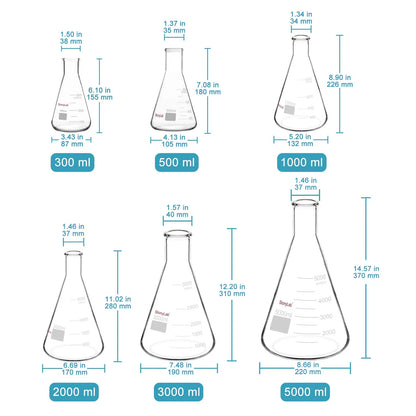 Narrow Mouth Erlenmeyer Flasks, 25-5000 ml Flasks-Erlenmeyer