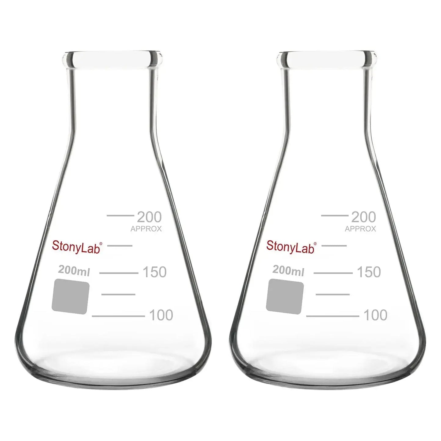 Narrow Mouth Erlenmeyer Flasks, 25-5000 ml Flasks-Erlenmeyer 200-ml-2-Pack