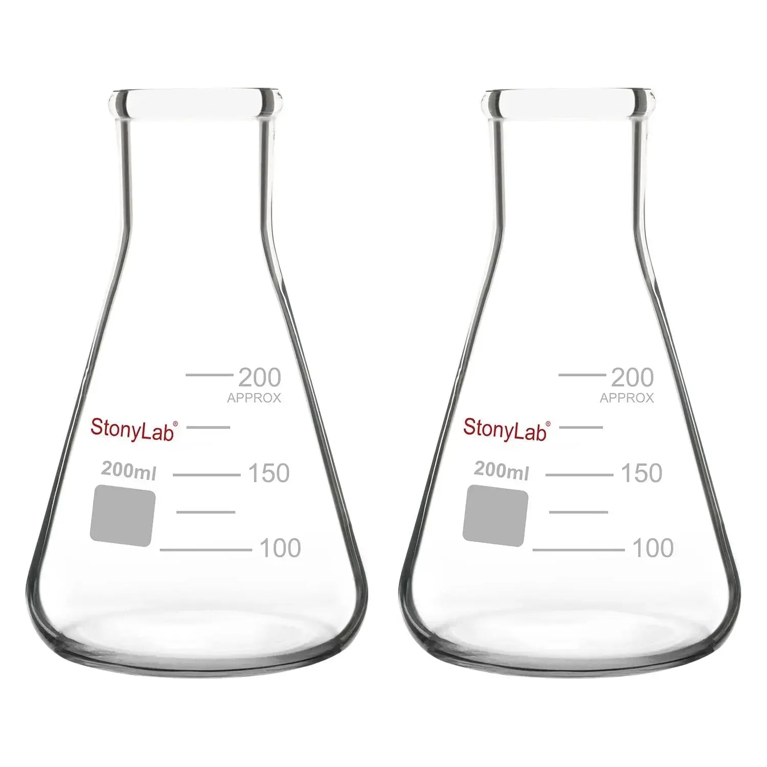 Narrow Mouth Erlenmeyer Flasks, 25-5000 ml Flasks-Erlenmeyer 200-ml-2-Pack
