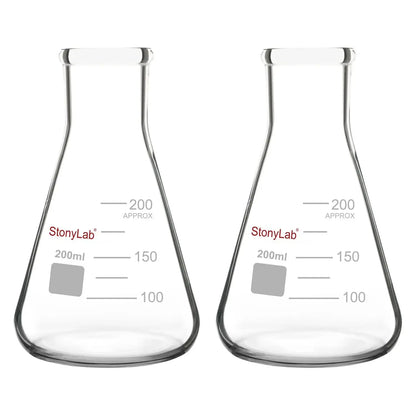 Narrow Mouth Erlenmeyer Flasks, 25-5000 ml Flasks-Erlenmeyer 200-ml-2-Pack