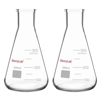 Narrow Mouth Erlenmeyer Flasks, 25-5000 ml Flasks-Erlenmeyer 300-ml-2-Pack