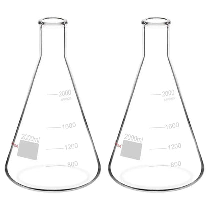 Narrow Mouth Erlenmeyer Flasks, 25-5000 ml Flasks-Erlenmeyer 2000-ml-2-Pack