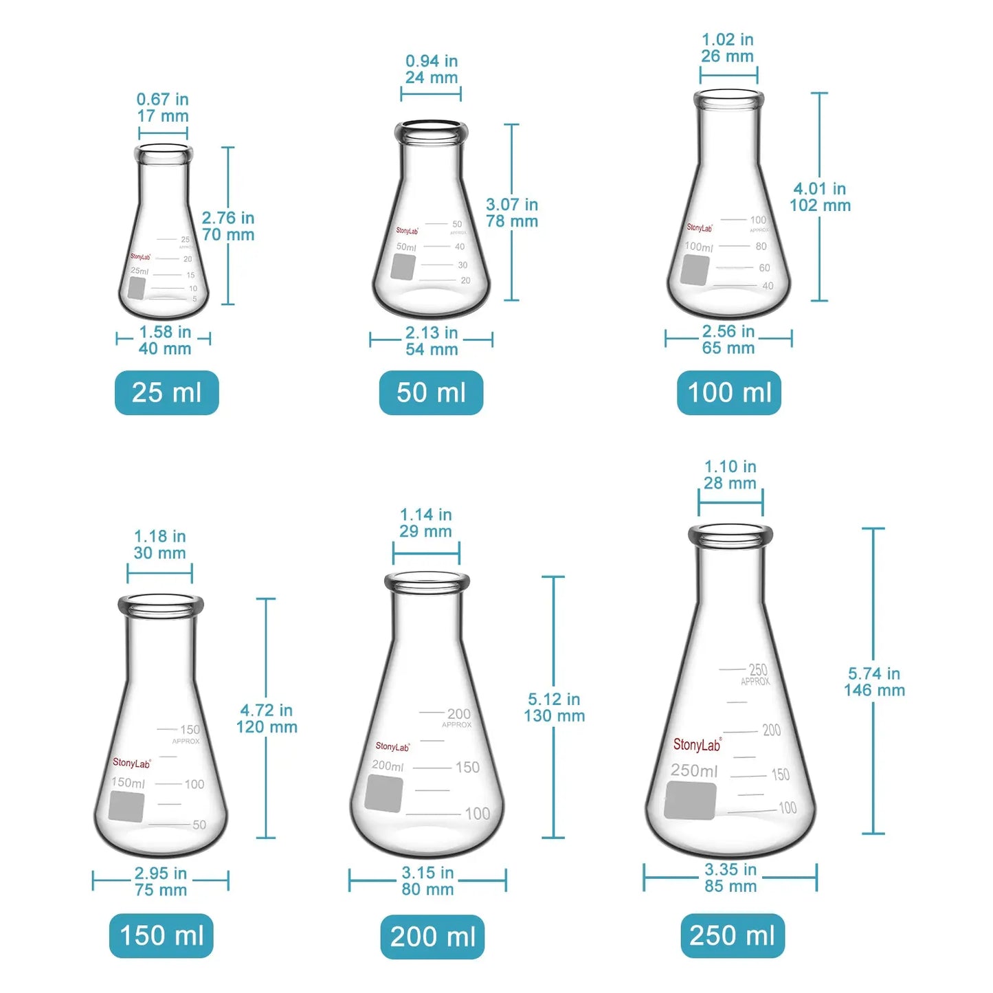 Narrow Mouth Erlenmeyer Flasks, 25-5000 ml Flasks-Erlenmeyer