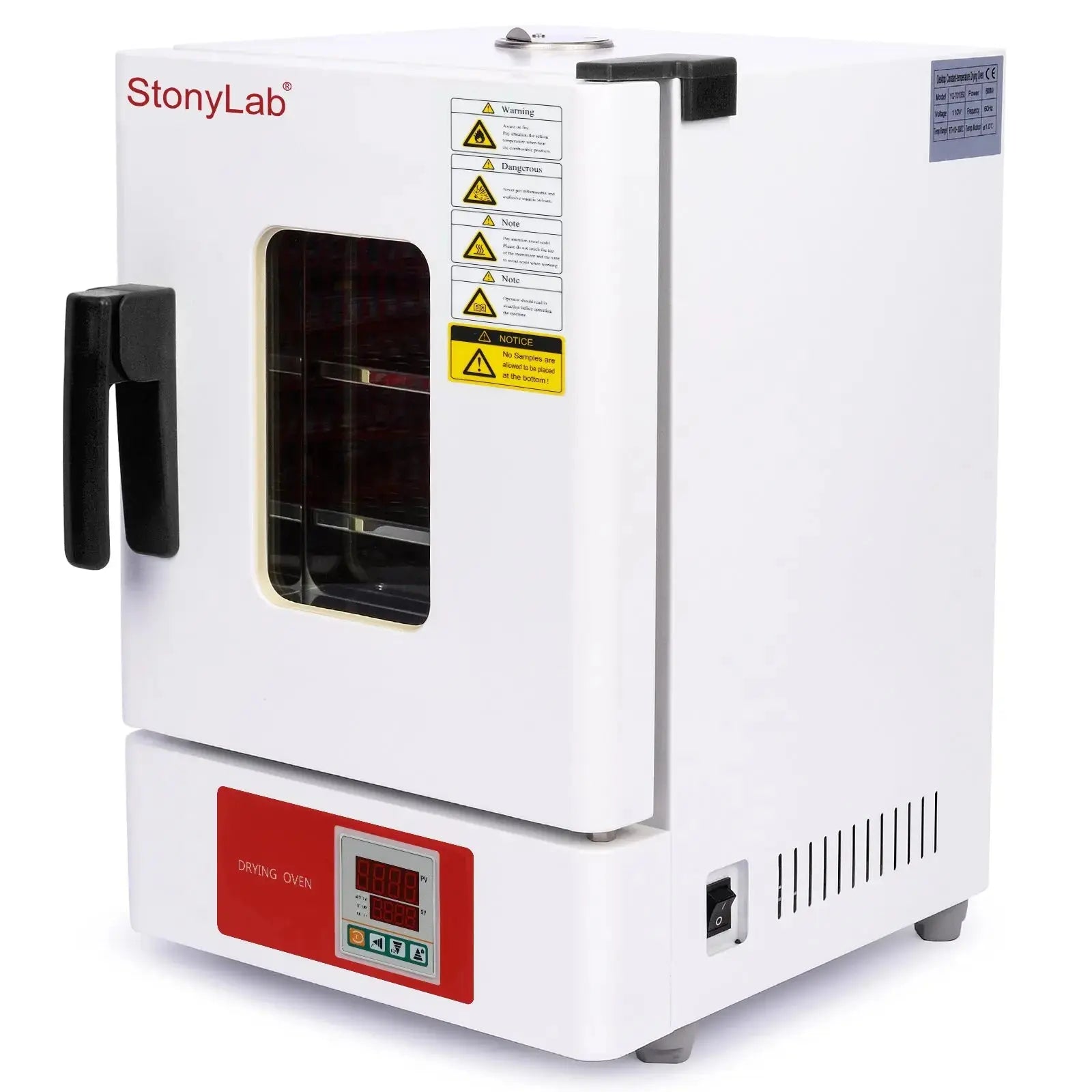 Comprehensive product view and setup components for StonyLab Natural Convection Drying Oven