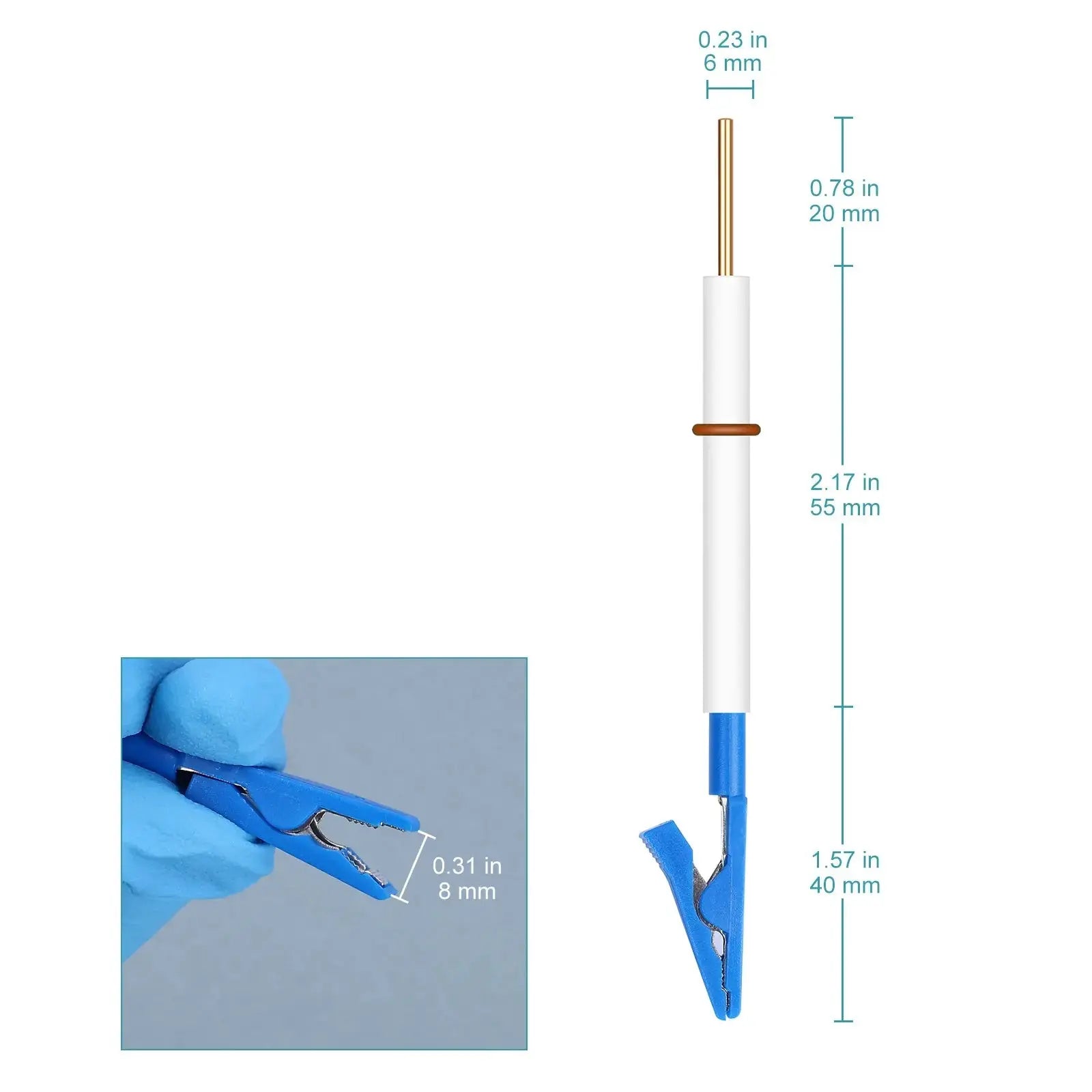 Side view and dimensional layout of the durable StonyLab Nickel Plated Copper Electrode Holder