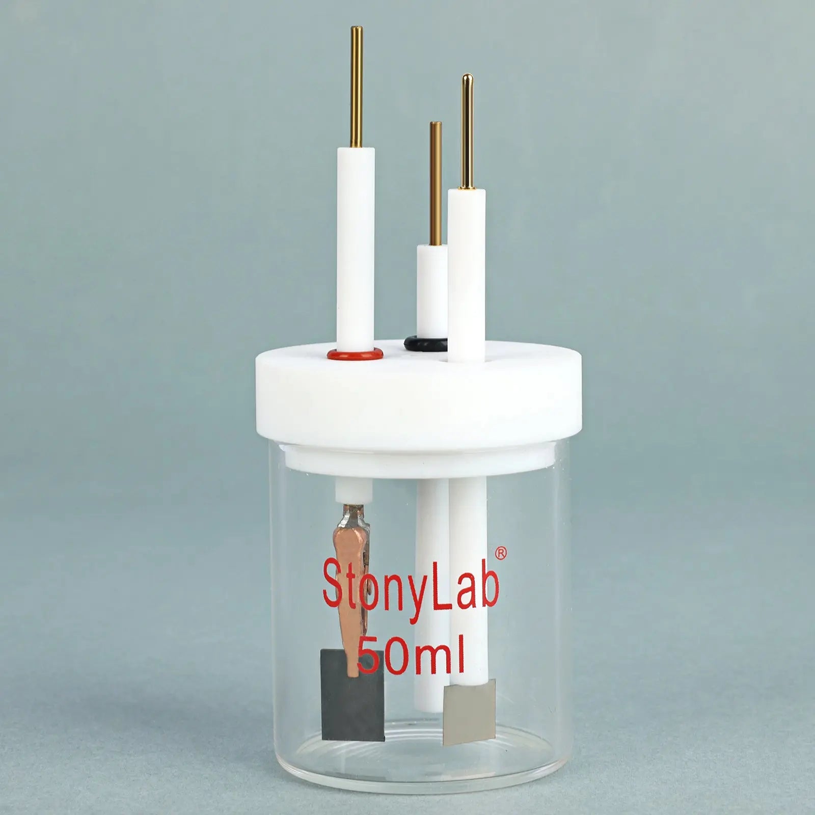 Comprehensive product view and setup components for StonyLab Non-Sealed Electrolytic Cell [50-100 ml]