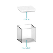 Side view and dimensional layout of the durable StonyLab Non-Sealed Quartz Electrochemical Cell