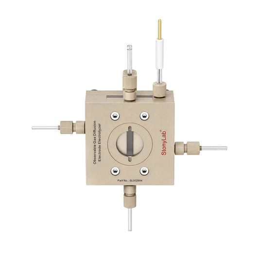 Multifunctional gas diffusion electrolysis cell, 4-in-1 modular PEEK and titanium flow cell with 1 cm² reaction area for CO₂ reduction and battery research StonyLab