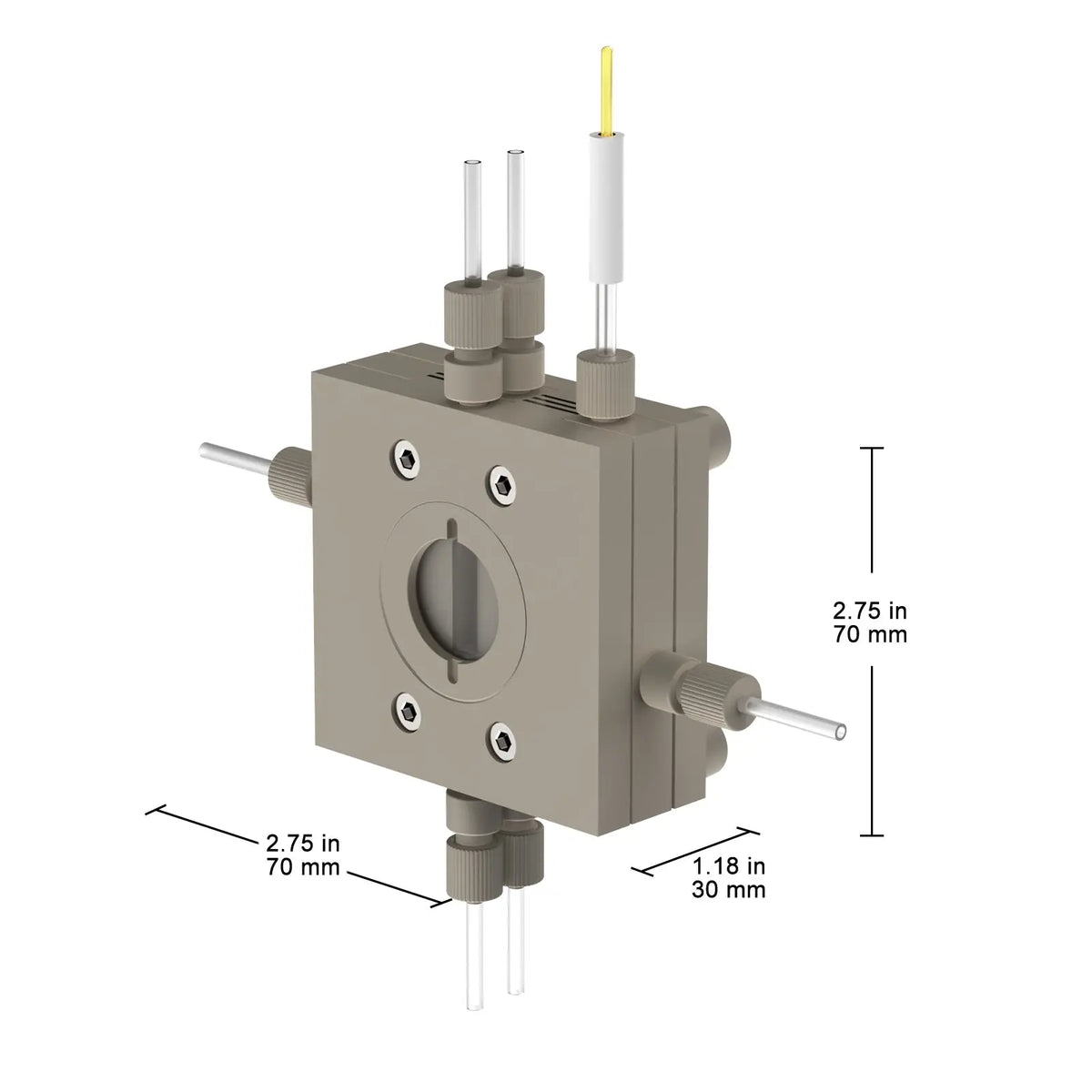 Multifunctional gas diffusion electrolysis cell, 4-in-1 modular PEEK and titanium flow cell with 1 cm² reaction area for CO₂ reduction and battery research StonyLab