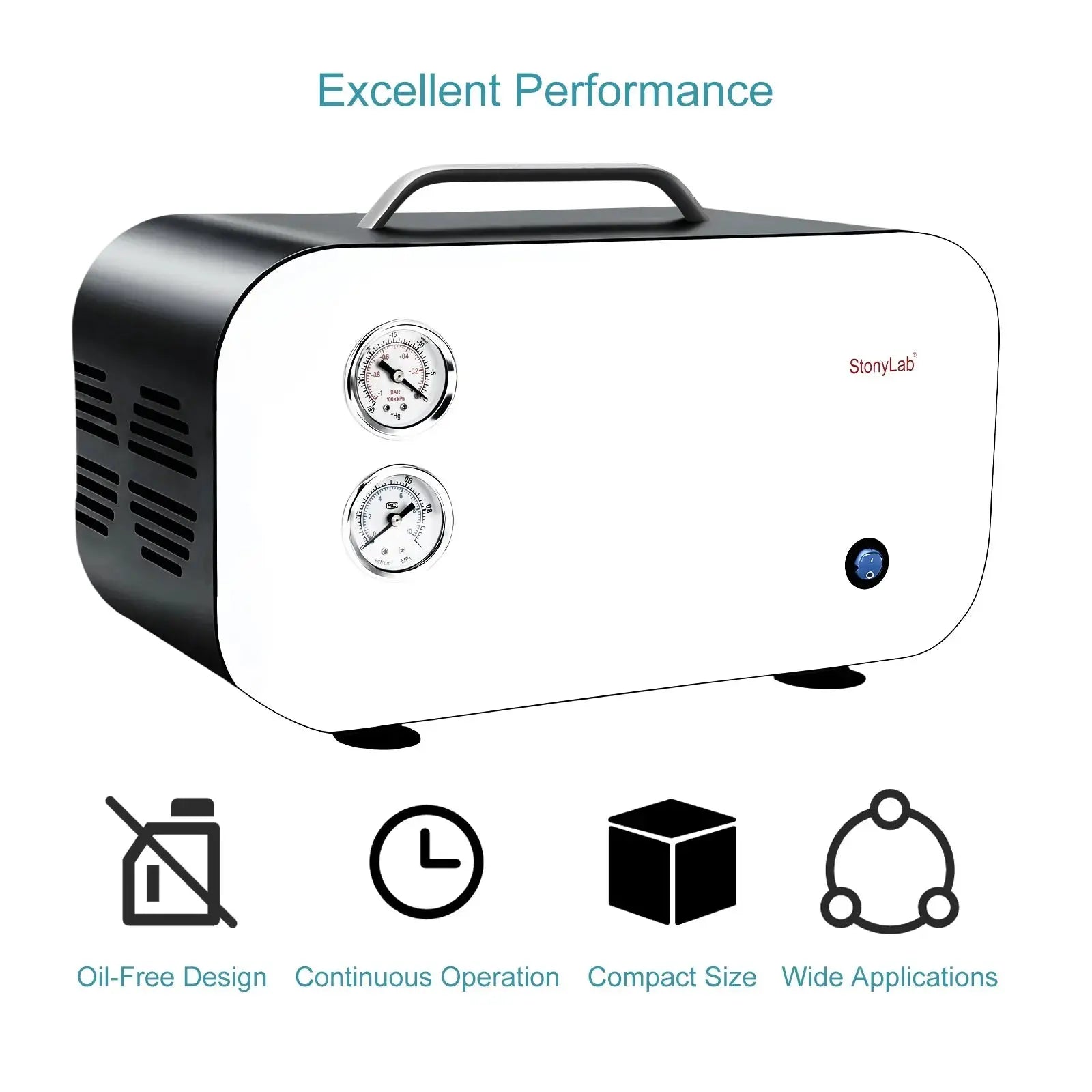 Comprehensive product view and setup components for StonyLab Oil-Free Diaphragm Vacuum Pump