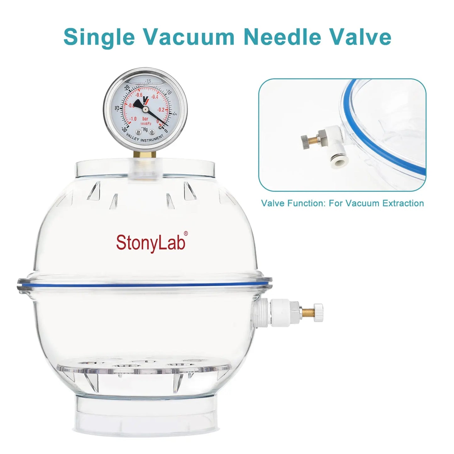 PC Vacuum Desiccator, I.D 150 mm - 300 mm Desiccators-Vacuum