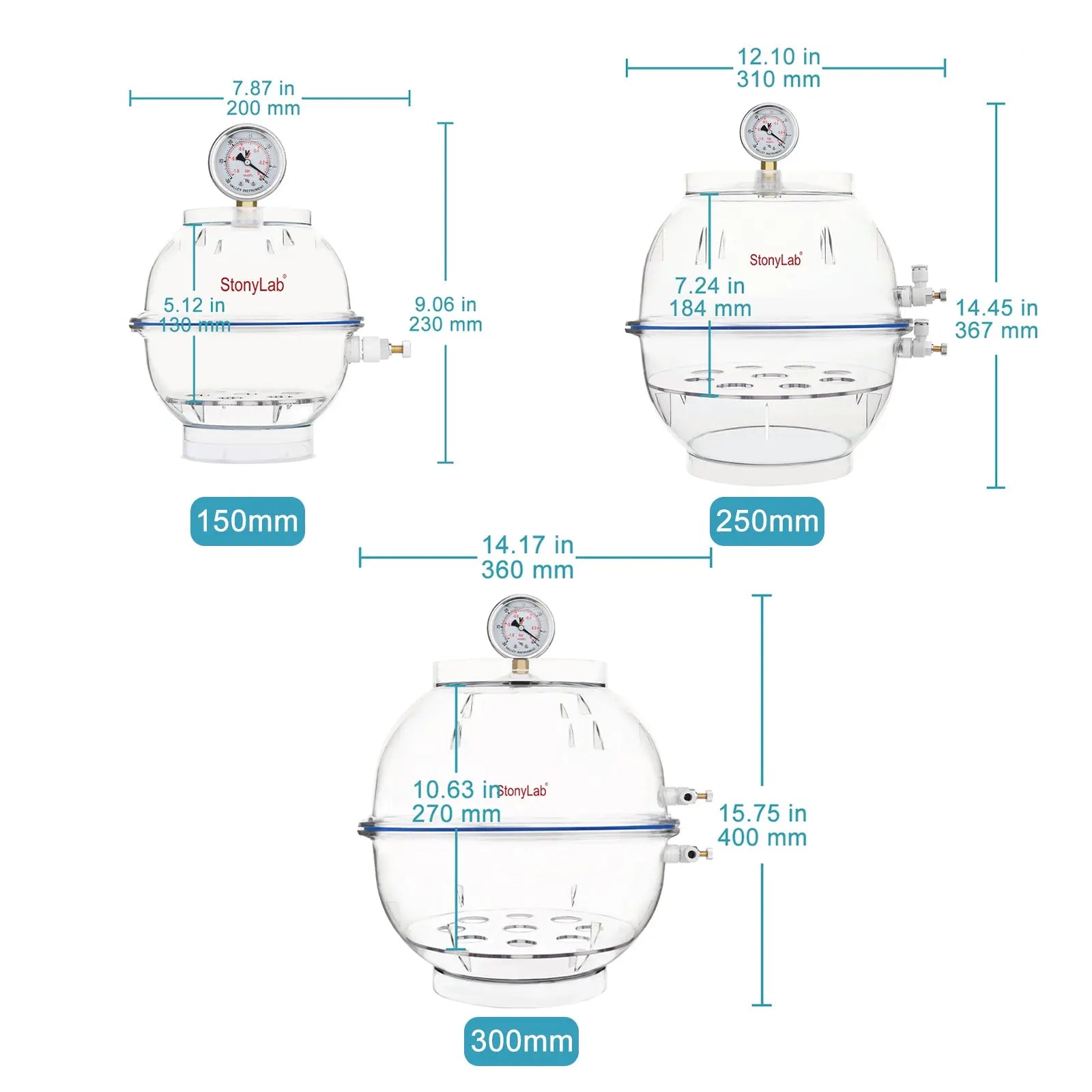 Close-up view showing the precise design and material of StonyLab PC Vacuum Desiccator