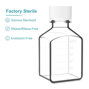 PET PETG square media bottle sterile leak-resistant laboratory bottle with HDPE cap 30–1000 ml capacity StonyLab
