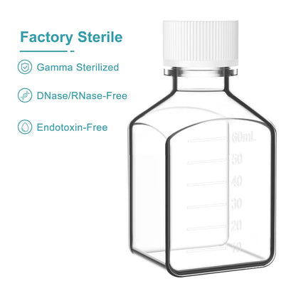 PET PETG square media bottle sterile leak-resistant laboratory bottle with HDPE cap 30–1000 ml capacity StonyLab