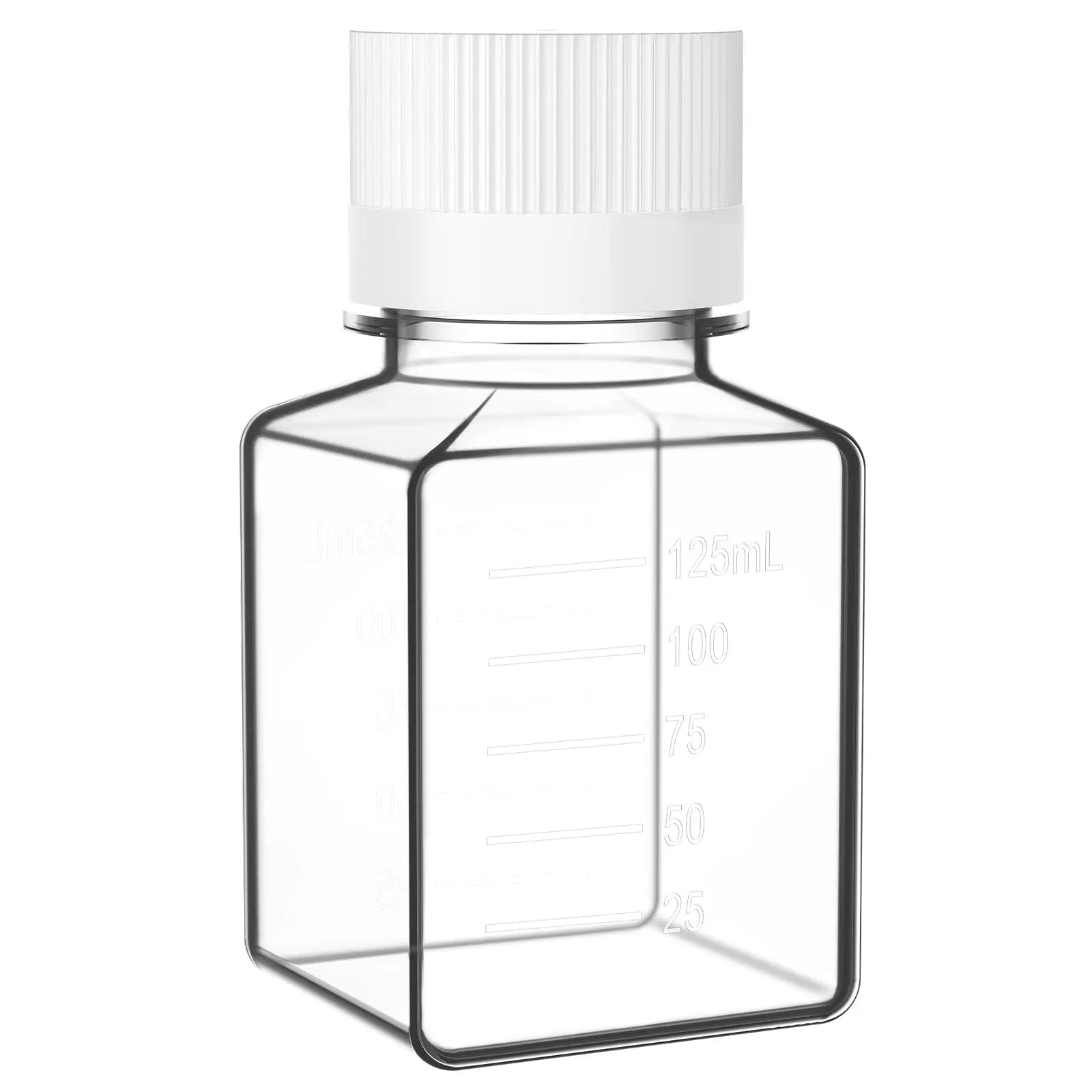 PET PETG square media bottle sterile leak-resistant laboratory bottle with HDPE cap 30–1000 ml capacity StonyLab