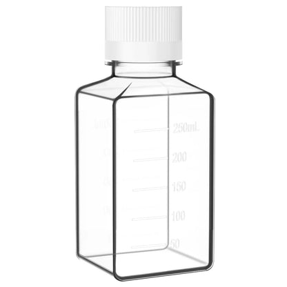 PET PETG square media bottle sterile leak-resistant laboratory bottle with HDPE cap 30–1000 ml capacity StonyLab