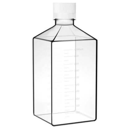 PET PETG square media bottle sterile leak-resistant laboratory bottle with HDPE cap 30–1000 ml capacity StonyLab