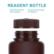 Side view and dimensional layout of the durable StonyLab PP Amber Wide Mouth Reagent Bottle