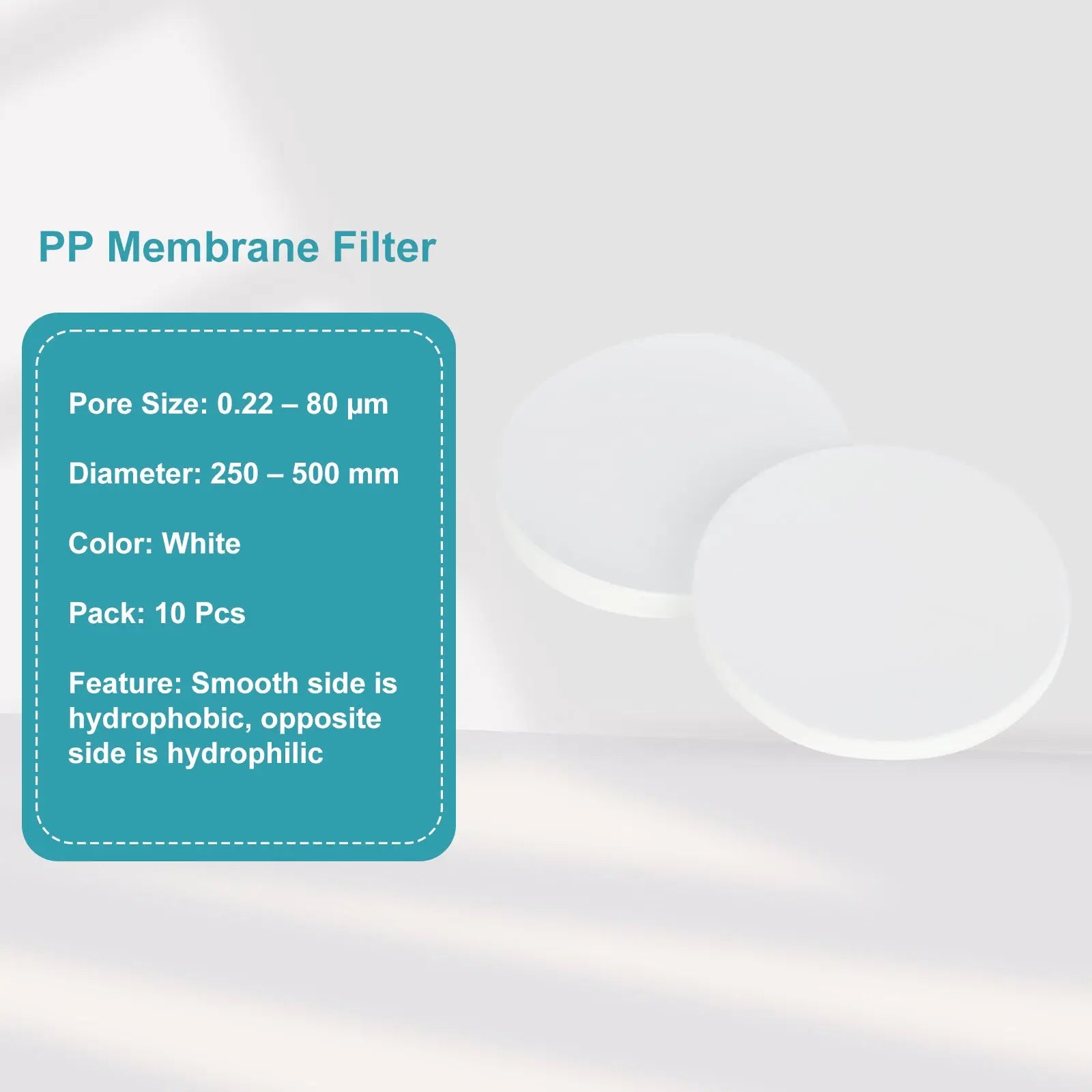 PP Membrane Filters, 0.22-80 micrometer Pore Size, 250mm - 550mm Diameter, Pack of 10 Sheets Filter Membrane