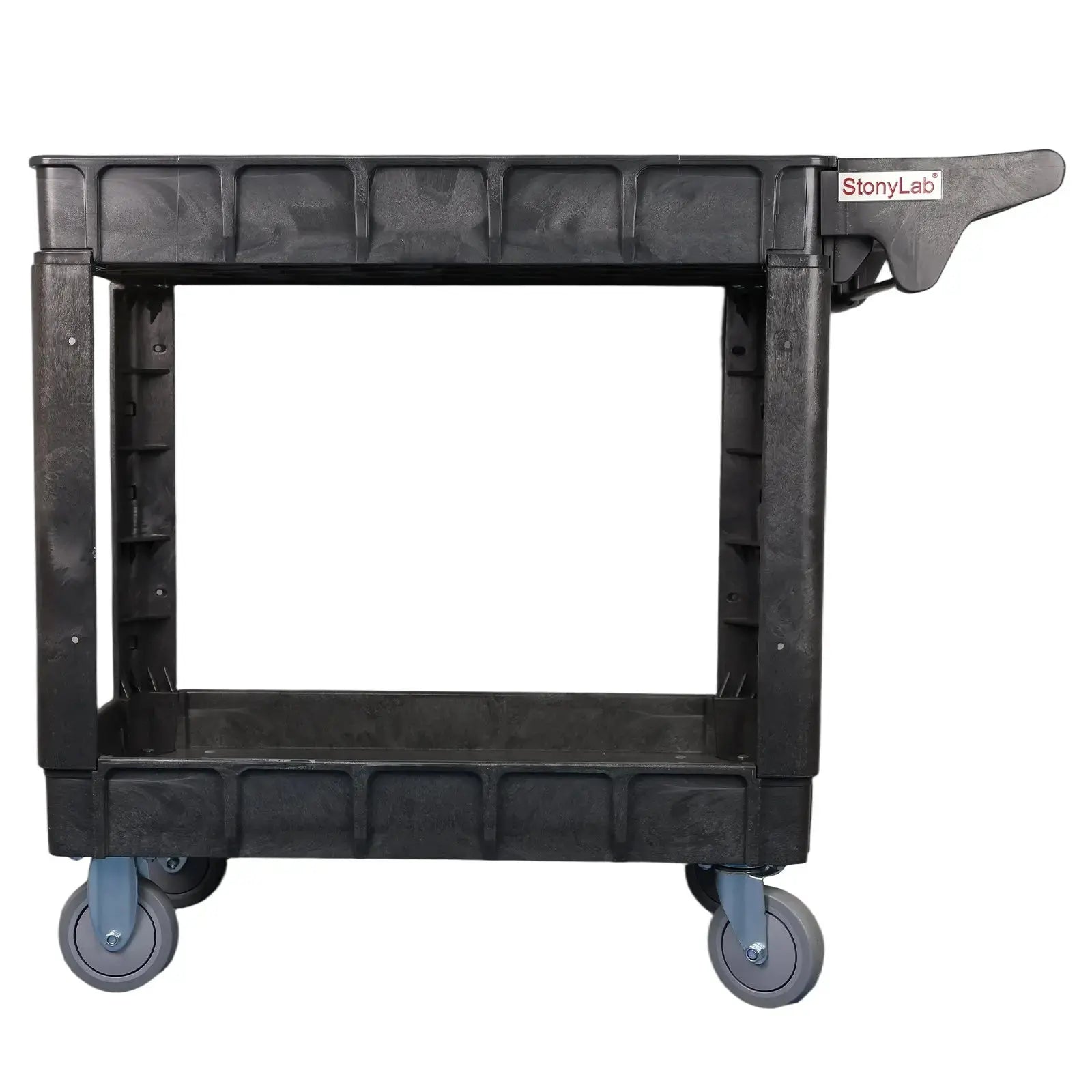 Side view and dimensional layout of the durable StonyLab PP Utility Cart