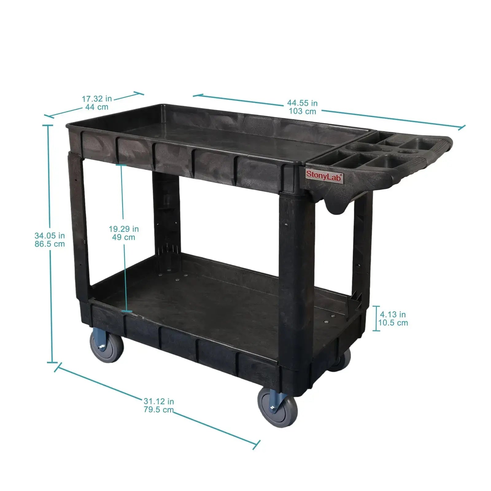 Close-up view showing the precise design and material of StonyLab PP Utility Cart