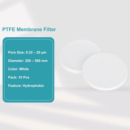 PTFE Membrane Filters, 0.22-20 micrometer Pore Size, 250mm - 550mm Diameter, Pack of 10 Sheets Filter Membrane