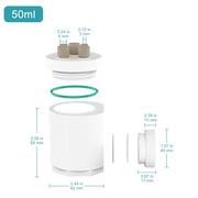 Side view and dimensional layout of the durable StonyLab PTFE Sealed Electrolytic Cell with Quartz Optical Window [50-100 ml]