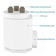 Detailed structural assembly component for StonyLab PTFE Sealed Electrolytic Cell with Quartz Optical Window [50-100 ml]