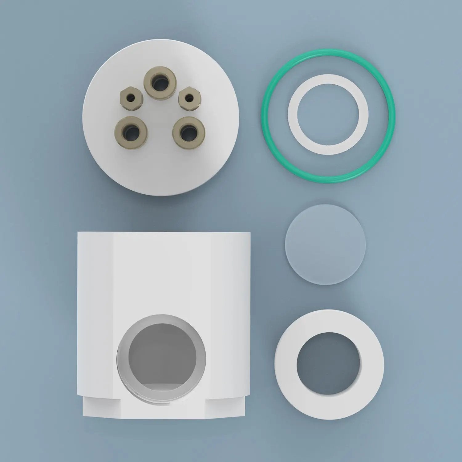 Alternative angle showing underlying build quality of StonyLab PTFE Sealed Electrolytic Cell with Quartz Optical Window [50-100 ml]