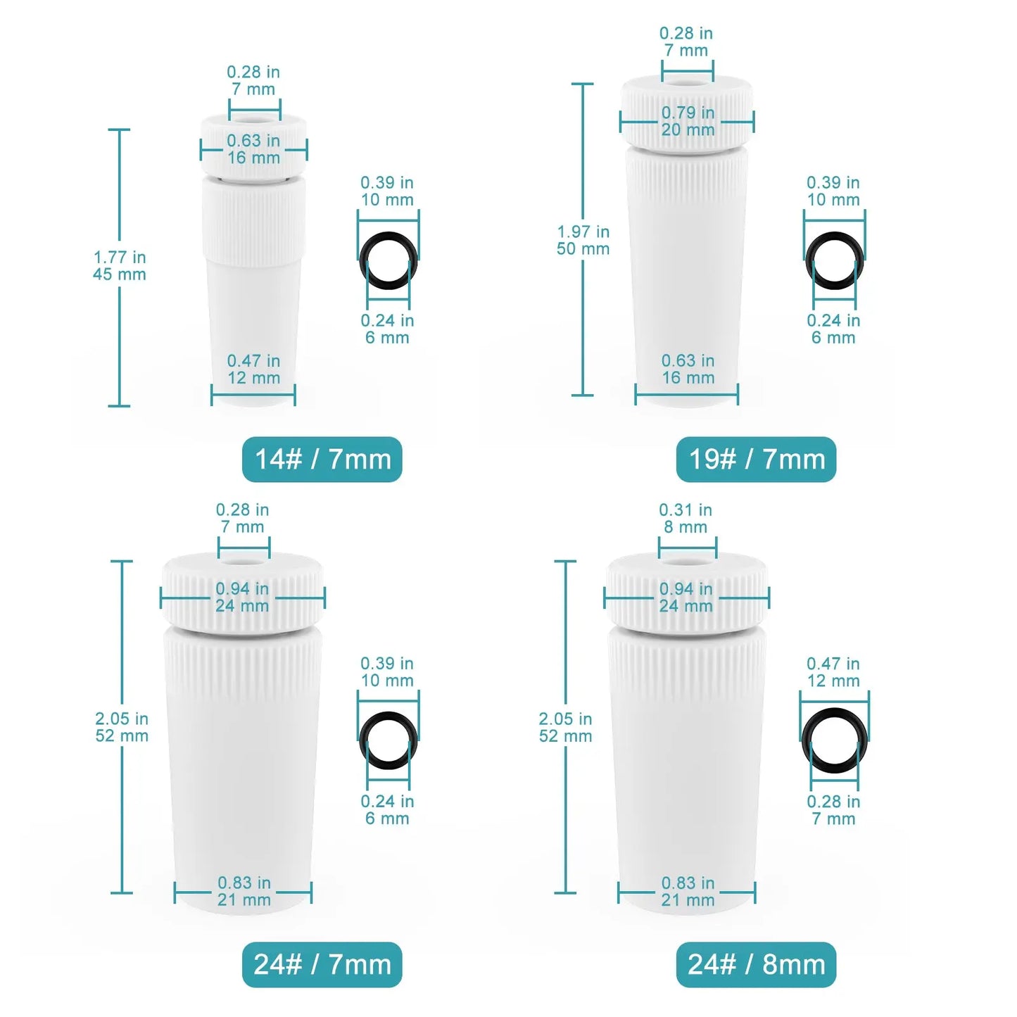 PTFE Stirring Plug, 7/8 mm Shaft Hole, 1-Pack