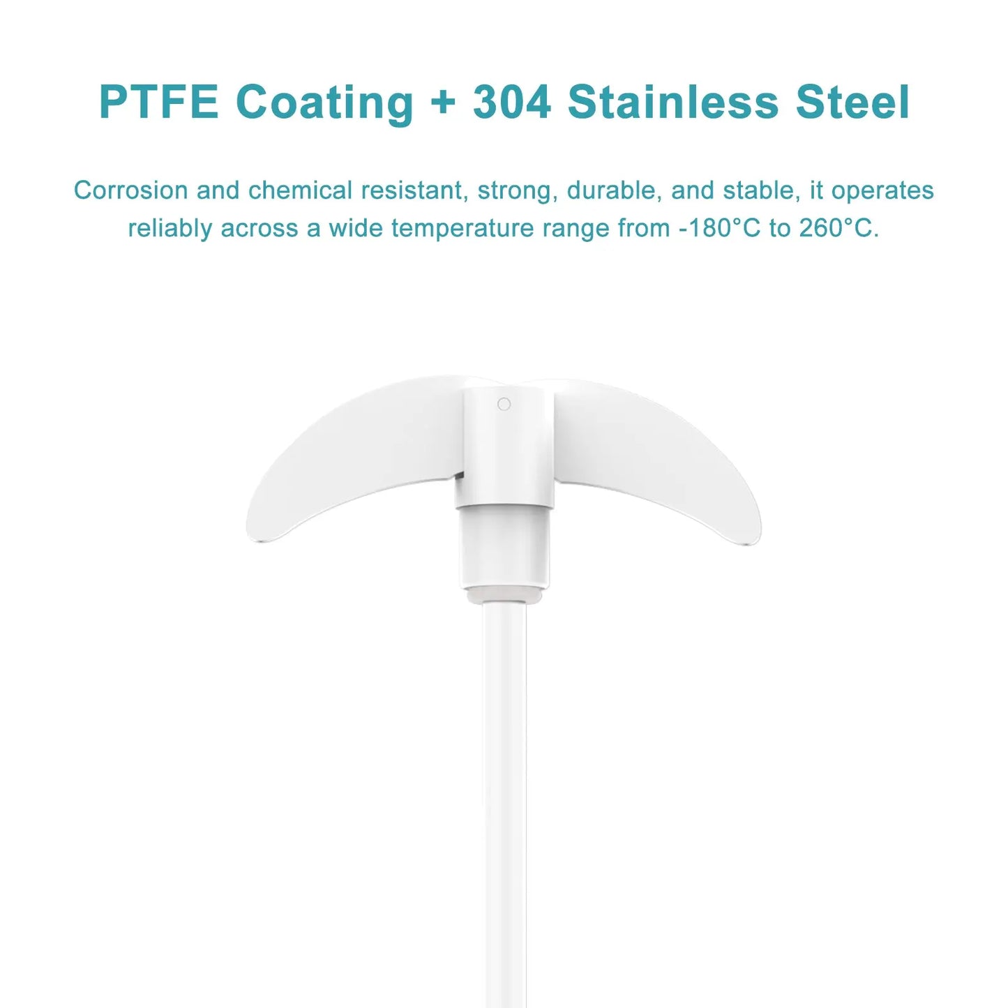 PTFE Stirring Shaft with Foldable Paddle, 7/8 mm Shaft Diameter, Length 85-400 mm, 2-Pack